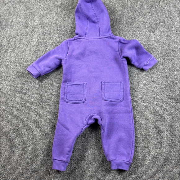 CARHARTT Baby Long Sleeve Fleece Zip Hooded Coverall Purple size: 6 Month - Picture 2 of 7